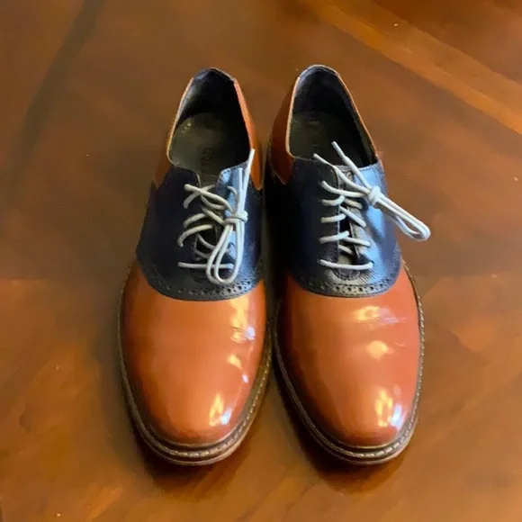 Cole Haan Brown and Blue Oxford Shoes Classic Design - Picture 2 of 10